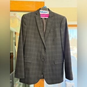 JF J.Ferrar Charcoal Plaid suit coat and matching pants
